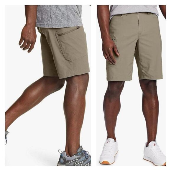 NWT Eddie Bauer Men Rainier Performance Bottoms Hiking Shorts Dune Size 40 Cargo - Picture 1 of 8